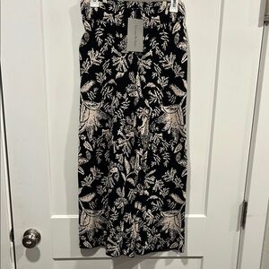 See and Be Seen- Boutique Black and Cream Floral Wide Leg Sweater Trousers